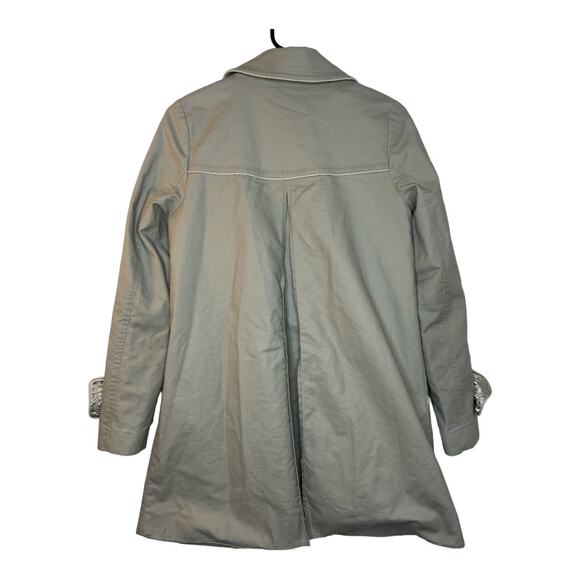 Trina Turk Button Rain Coat Trench Coat Lined 2 Pockets Size 6 - Picture 4 of 6